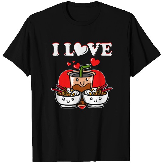 Powered By Ramen And Boba Bubble Tea print T Shirts