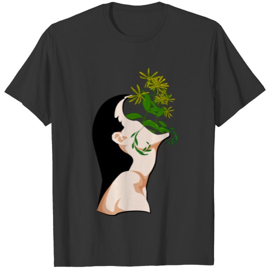 Cool Abstract Floral Female Face T Shirts