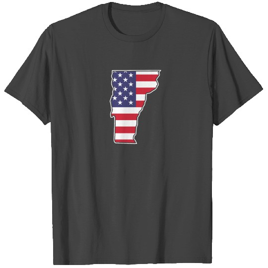 Vermont USA Flag State Outline Patriotic American T Shirts
