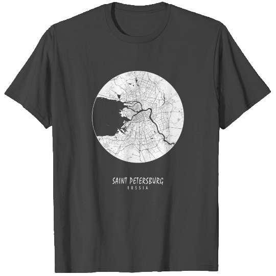 Saint Petersburg, Russia City Map - Full Moon T Shirts