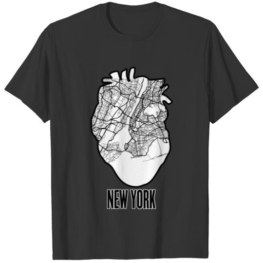 New York City White Heart Map T-shirt