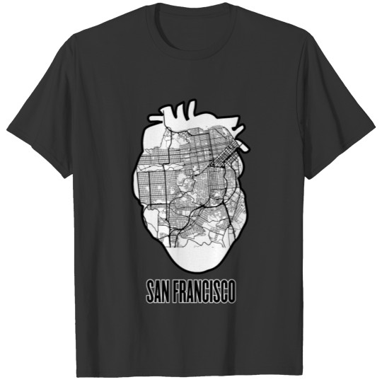 San Francisco White Heart Map T-shirt