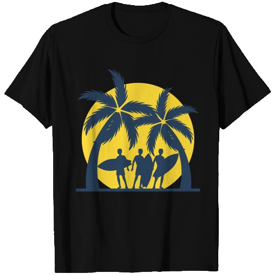 Beautiful Surf Design Friends Surfing Sun Gift T Shirts