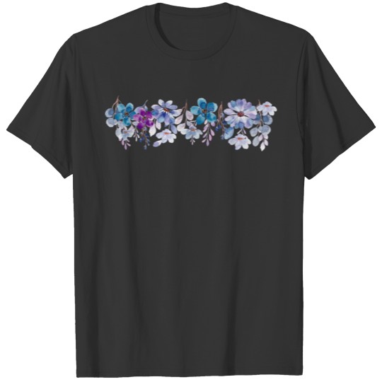 purple - blue floral border clip art T Shirts