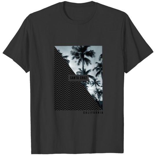 Stylish Santa Cruz California Palm Tree Beach T-shirt