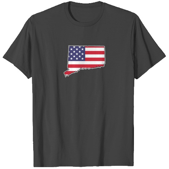 Connecticut USA Flag State Outline Patriotic T Shirts