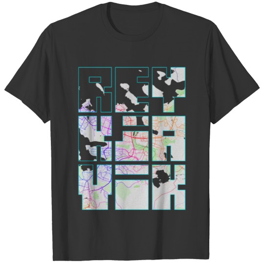 Reykjavik, Iceland City Map Typography - Colorful T-shirt