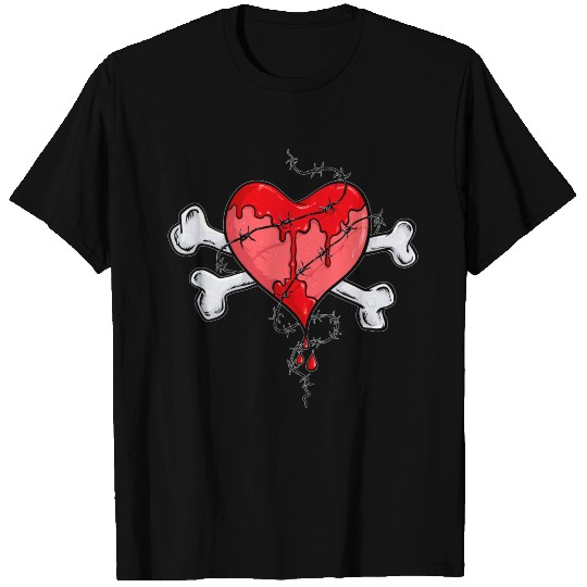 Broken Heart-Crossbones-Love-Pirate crying T Shirts