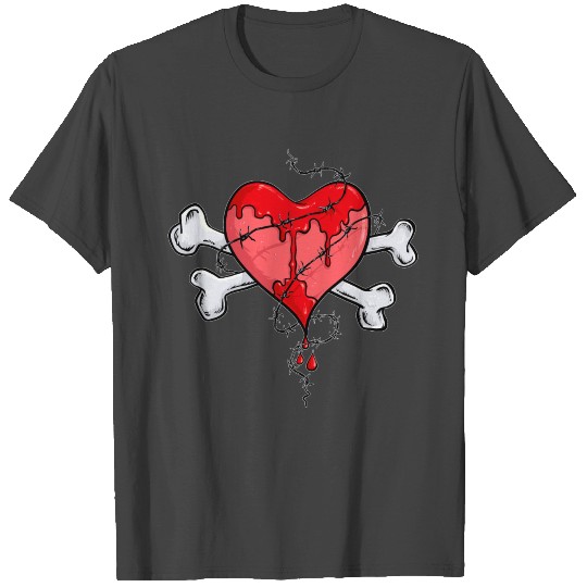 Broken Heart-Crossbones-Love-Pirate crying T Shirts