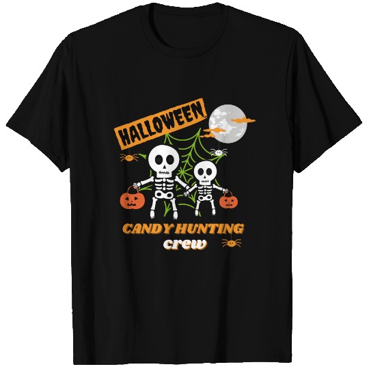 Halloween Candy Hunting Crew Spooky Skeleton Party T Shirts