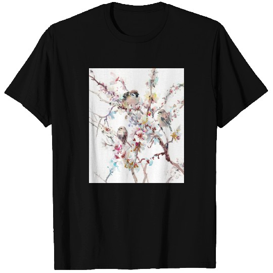 Sparrows And Apricot Blossom T Shirts