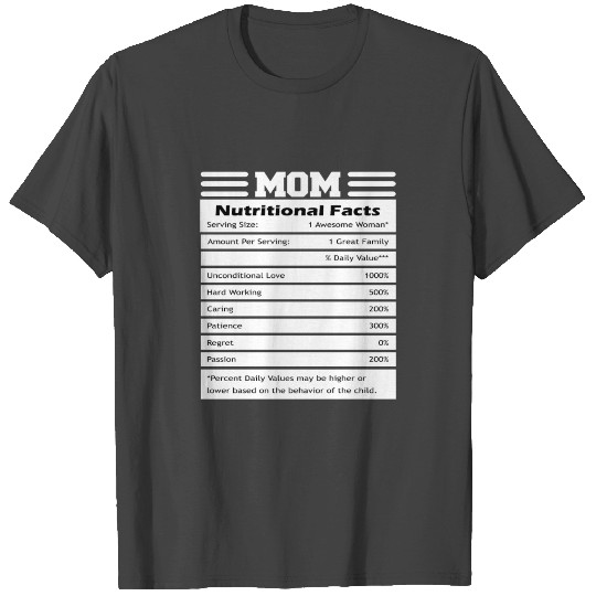 Mom Nutritional Facts Funny Mothers Day T Shirts