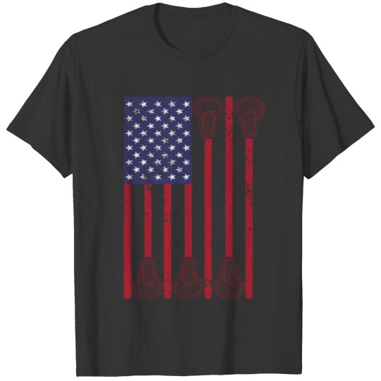 American Flag Lacrosse Player Vintage T Shirts