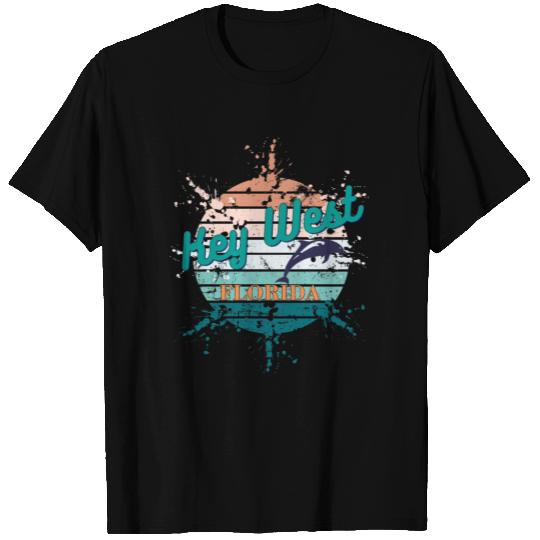 Key West Florida Exploding Retro Sunset Design T Shirts
