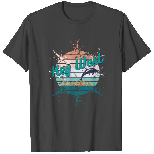 Key West Florida Exploding Retro Sunset Design T Shirts