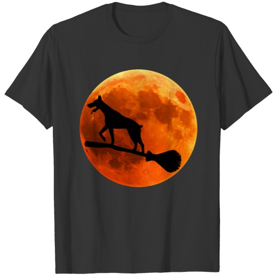 Doberman Dog Silhouette Moon Halloween T-shirt