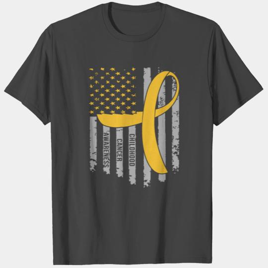 Childhood Cancer Awareness Flag - Gold Ribbon T Shirts