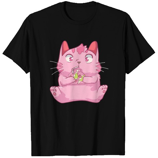 Cat Strawberry Milk Kawaii T Shirts