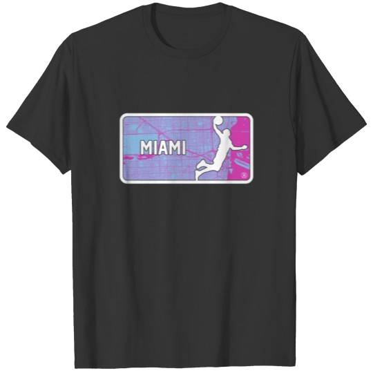 Vintage Miami Basketball Player Street Map T-shirt