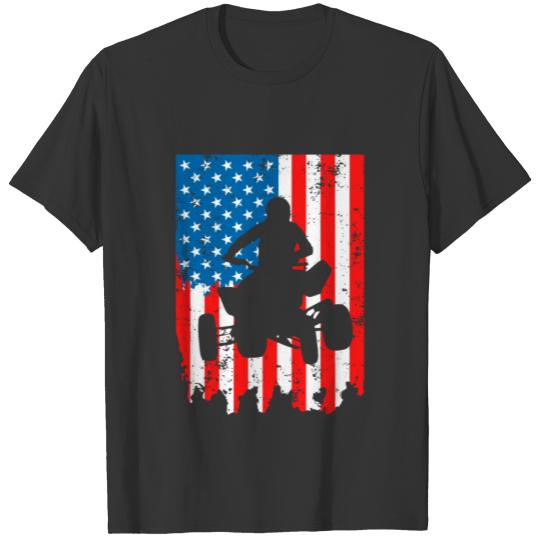 US Flag American ATV Quad Racing Offroad Gift T-shirt