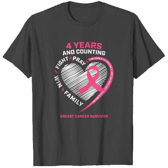Pink Breast Cancer Survivor Gifts Women 4 Years Ca T Shirts