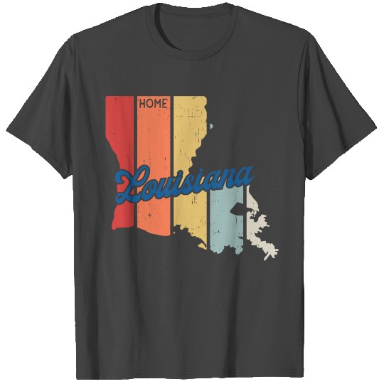 Louisiana Home Map Vintage Color T Shirts
