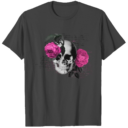 Hotpink floral skull beautiful art of the death T Shirts