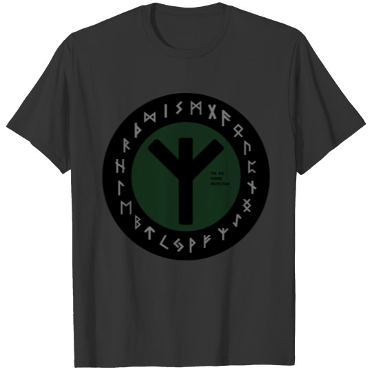 Green Elhaz Futhark Rune | Pagan | Viking Symbol T Shirts