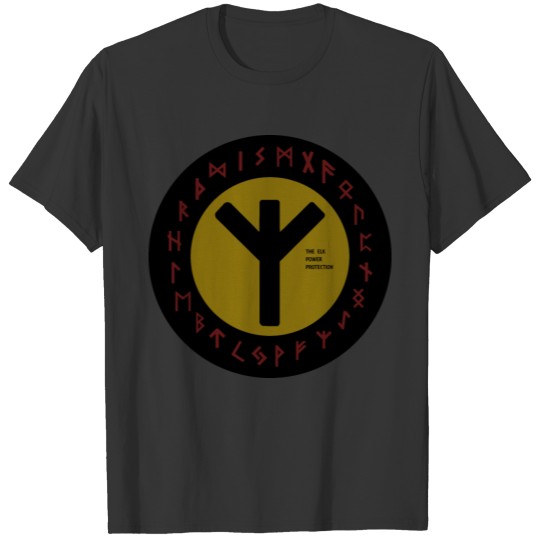 Yellow Elhaz Futhark Rune | Pagan | Viking Symbol T Shirts