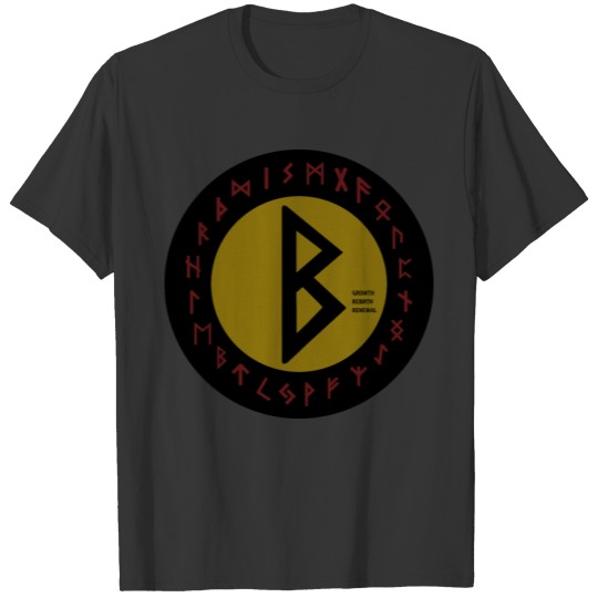 Yellow Berkana Futhark Rune | Pagan Viking Symbol T Shirts