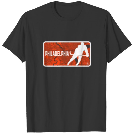 Vintage Philadelphia Hockey Player Street Map T-shirt