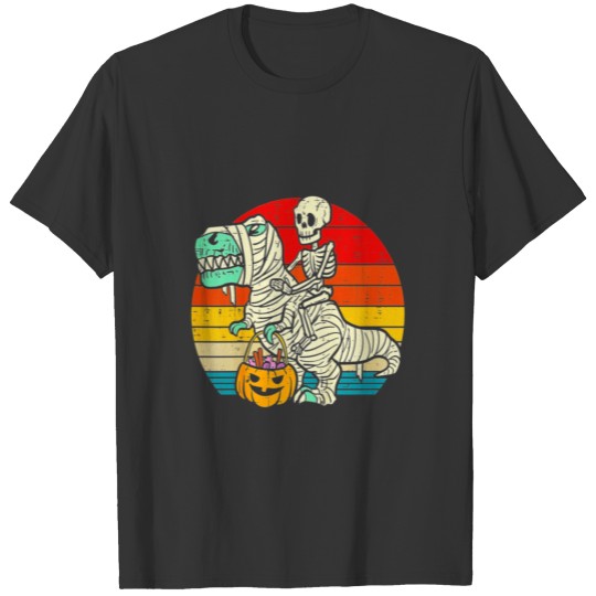 Kids Skeleton Riding Dino Mummy Retro Toddler Boys T Shirts