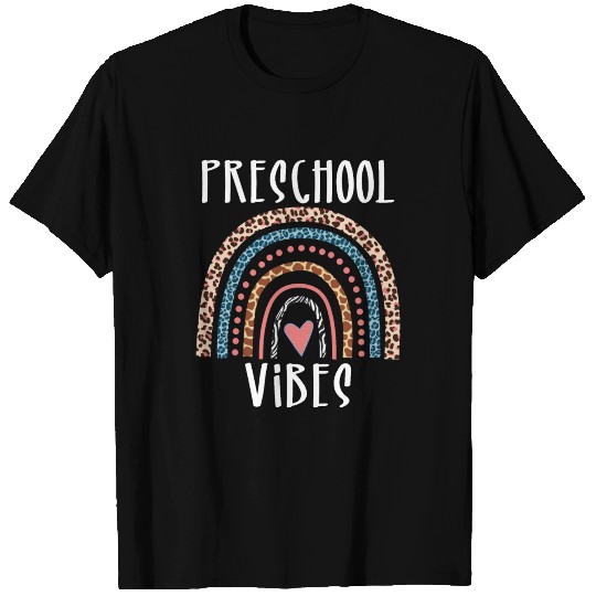 Preschool Vibes Only Cheetah Rainbow Animal Print T Shirts