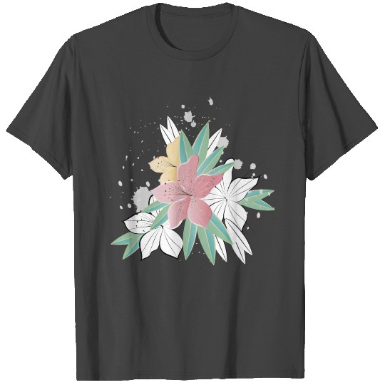 Drawing of delicate lilies in soft pastel tones T Shirts