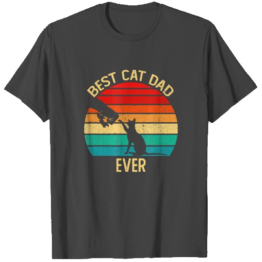 Fist Bump Funny Best Cat Dad Ever Retro Vintage T Shirts