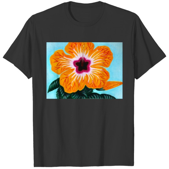 Acrylic Orange hibiscus T Shirts
