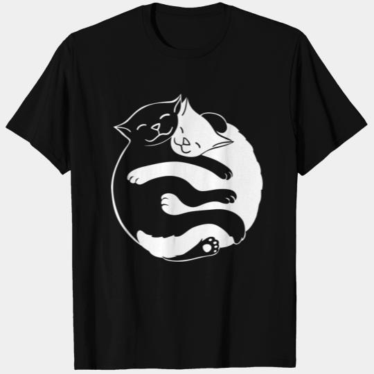 Ying Yang Cat T Shirts Kitty Cute Funny Hugging Cats