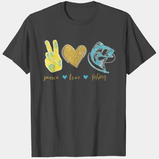 Peace Love Fishing Funny Fisher Fisherman Fish T Shirts