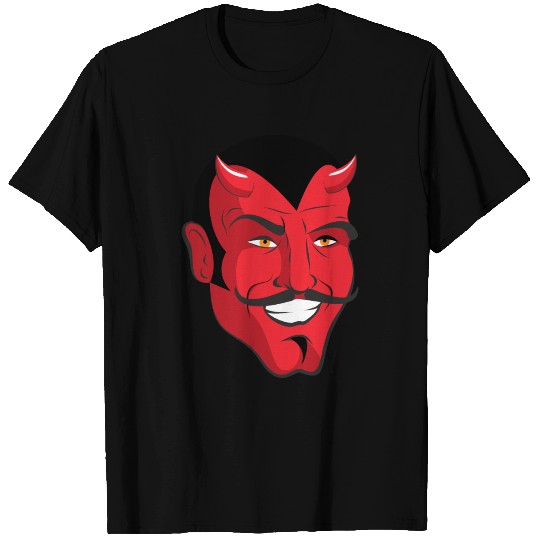 Red Devil. Red Head Merry Demon with Horns. Satan T Shirts