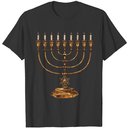 Judaism Religion, Jewish Hanukkah Menorah Sketch T Shirts