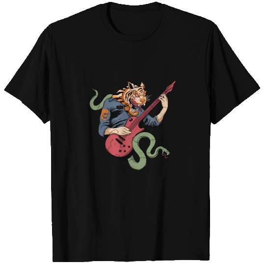 Tiger playing the guitar T Shirts