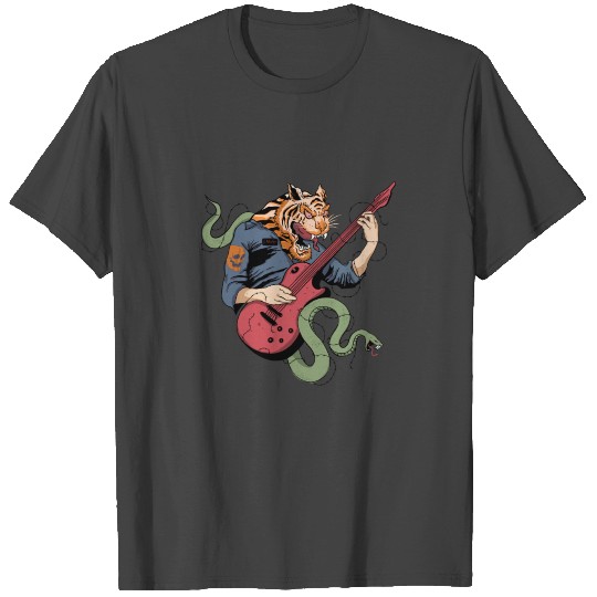 Tiger playing the guitar T Shirts