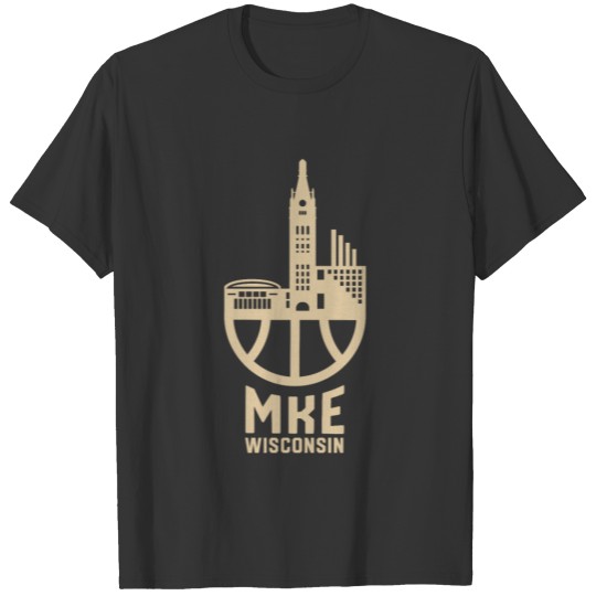 Minimalistic Milwaukee Basketball MKE City Skyline T-shirt