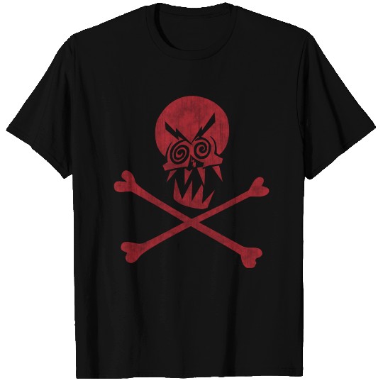 Drunk Pirate Skull & Crossbones Vintage (Red) T Shirts