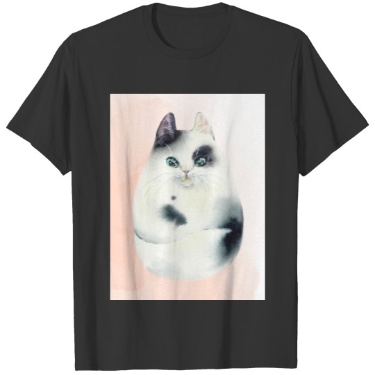 Cute cat painted in watercolor T Shirts