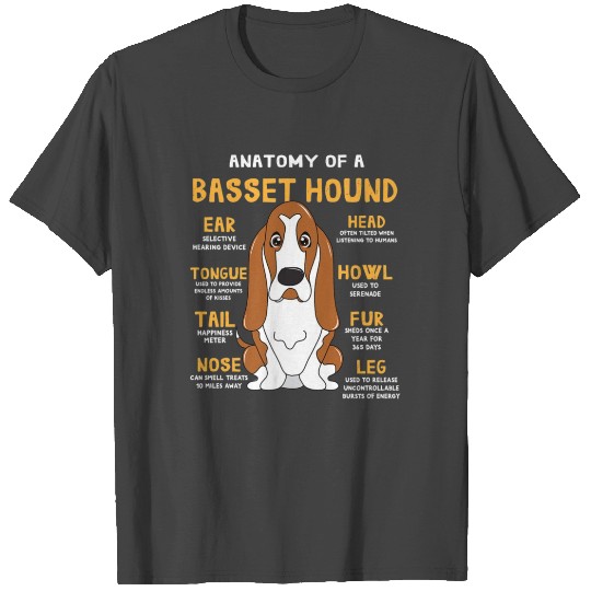 Basset Hound Anatomy Funny Dog Mom Dad Cute Gift T Shirts