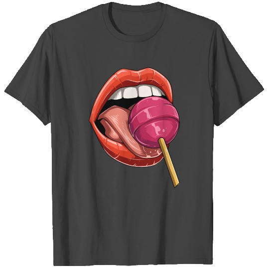 Kissing mouth lollipop candy T Shirts