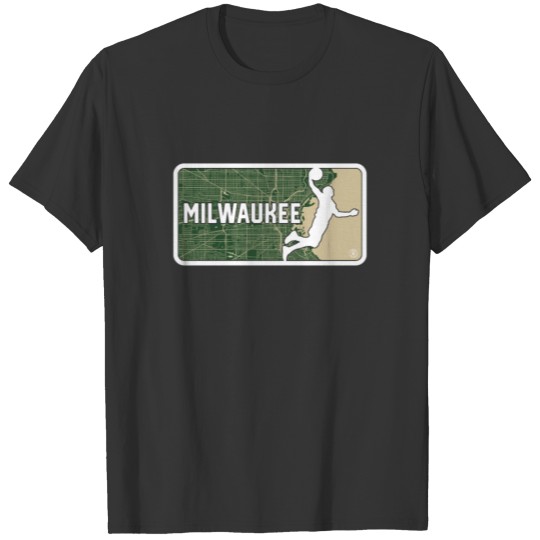 Vintage Milwaukee Basketball Player Street Map T-shirt