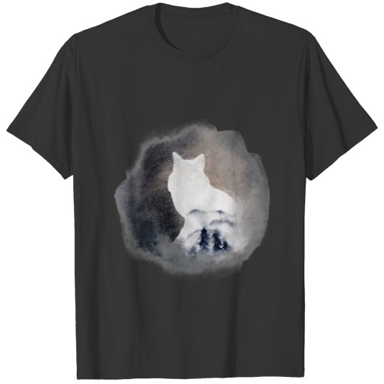 Watercolor illustration of silhouette Fox. T-shirt
