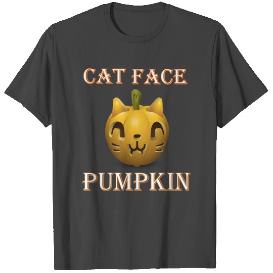 Funny Halloween Cat Face Pumpkin T Shirts